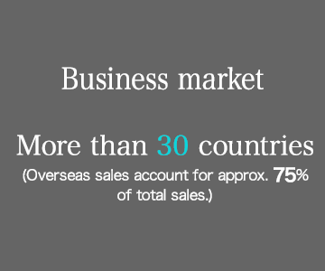 Business market More than 30 countries around the world (Overseas sales account for approx. 75% of total sales.)